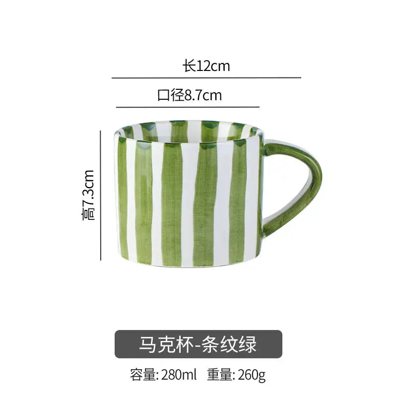 Ceramic Coffee Mugs Creative Stripes Hand-painted Coffee Cups and Saucers Home Ceramic Milk Cups Hotel Coffee Cups Cafe Cups by All Mart Bristol Ltd
