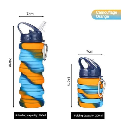Silicone Foldable Water Bottle for Sports Leakproof BPA Free Water Bottle with Carabiner Collapsible Cycling Water Bottle by All Mart Bristol Ltd