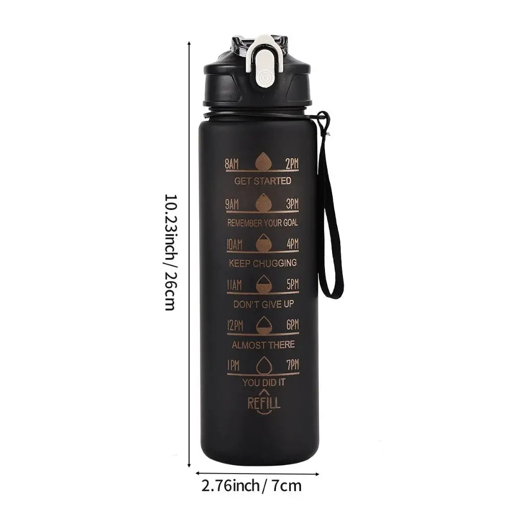 750ML Large Capacity Water Bottle Portable Plastic Clear Drink Bottle with Time Marker Motivational Sports Water Cup by All Mart Bristol Ltd