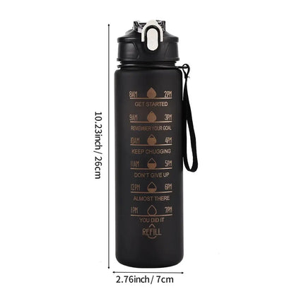750ML Large Capacity Water Bottle Portable Plastic Clear Drink Bottle with Time Marker Motivational Sports Water Cup by All Mart Bristol Ltd