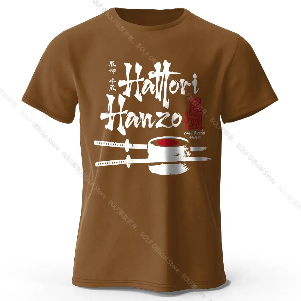 Men's Hattori Hanzo Printed T-Shirt 100% Cotton Oversized Ninja Graphic Tees for Women Summer Tops Samurai Streetwear by All Mart Bristol Ltd