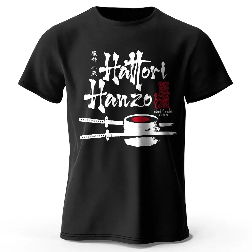 Men's Hattori Hanzo Printed T-Shirt 100% Cotton Oversized Ninja Graphic Tees for Women Summer Tops Samurai Streetwear by All Mart Bristol Ltd