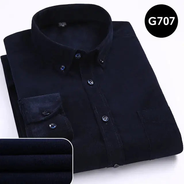 Oversize Corduroy Shirt For Men's Clothing Casual Long Sleeve Shirts Male Cotton Comfortable Soft Button-down Collar Brown Shirt by All Mart Bristol Ltd