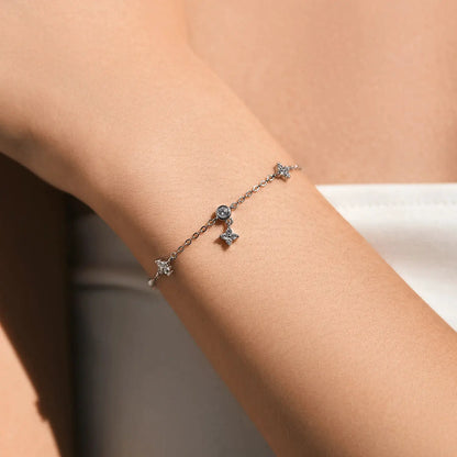 MODIAN Sparkling CZ Bracelet 925 Sterling Silver Delicate Four Leaf Clover Charm Bracelet For Women Fine Jewelry Vacation Gift by All Mart Bristol Ltd