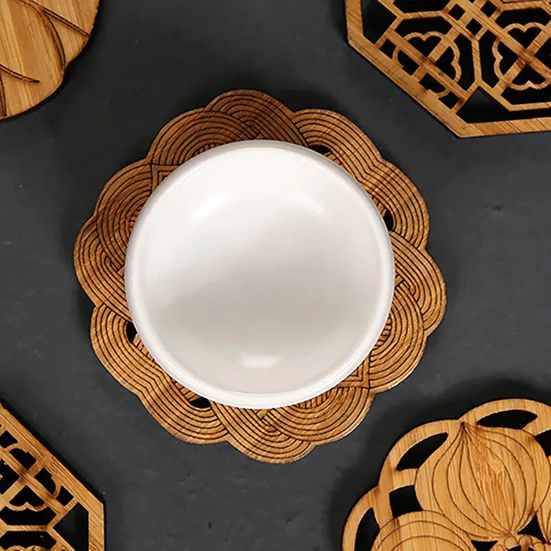Creative Lotus Flower Drink Coasters Wooden Round Cup Mat Table Mat Tea Coffee Mug Placemat Home Decoration Kitchen Accessories by All Mart Bristol Ltd