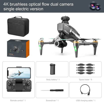 New V196 Drone Brushless 8k HD camera Aerial Drone Optical Flow Obstacle Avoidance Flyer Quadcopter RC Plane Toys by All Mart Bristol Ltd