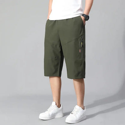Mens Cargo Shorts Knee Pants Zipper Pocket Summer Cotton Shorts Climbing Jogger Elastic Waist Sports Wear Casual Short Pants by All Mart Bristol Ltd