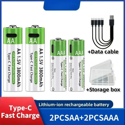 2025NEW Lithium-Ion Battery Type-C Rechargeable High-Capacity Battery AA&AAA Battery For remote control, mouse, electric toys by All Mart Bristol Ltd