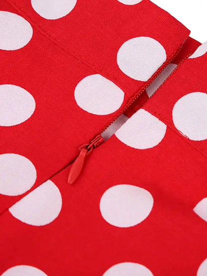 2025 Summer Midi Skirt Runway Vintage Rockabilly Sundress Red Womens Sexy Pinup 50S Cotton Polka Dot Pattern Skater Streetwear by All Mart Bristol Ltd