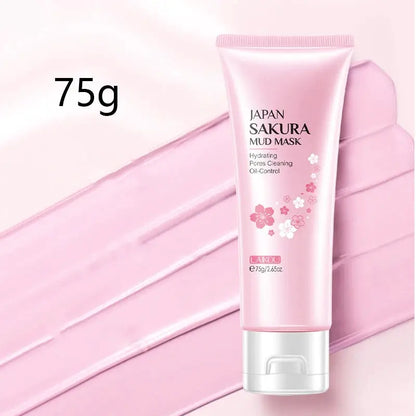 LAIKOU Japan Sakura Clay Mask Deep Cleansing Skin Mud Korean Face Mask Oil Control Shrink Pores Skin Care 80g by All Mart Bristol Ltd