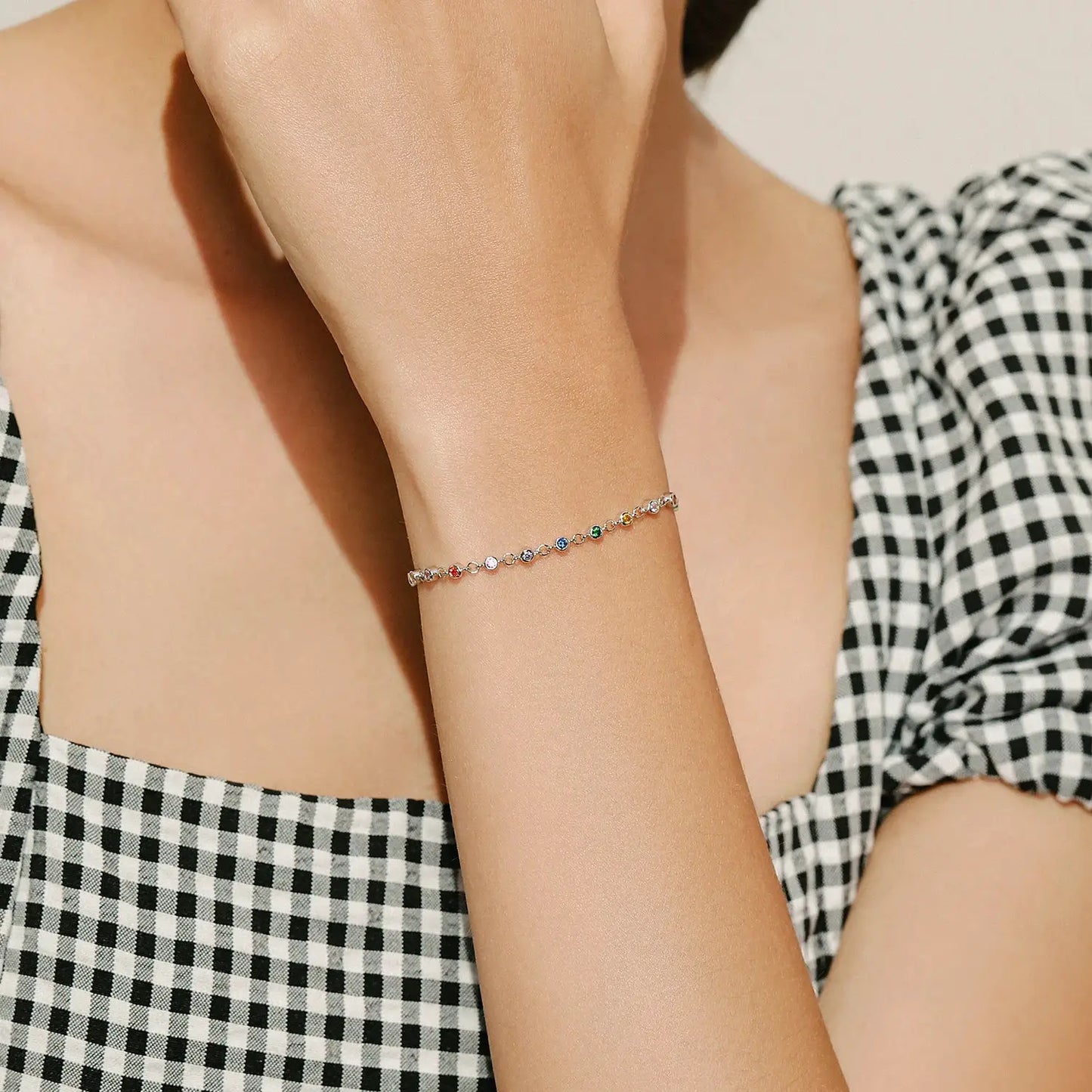 MODIAN Bohemia Style Charm Chain Bracelet For Women Real 925 Sterling Silver Rainbow Color CZ Female Fashion Jewelry Accessory by All Mart Bristol Ltd
