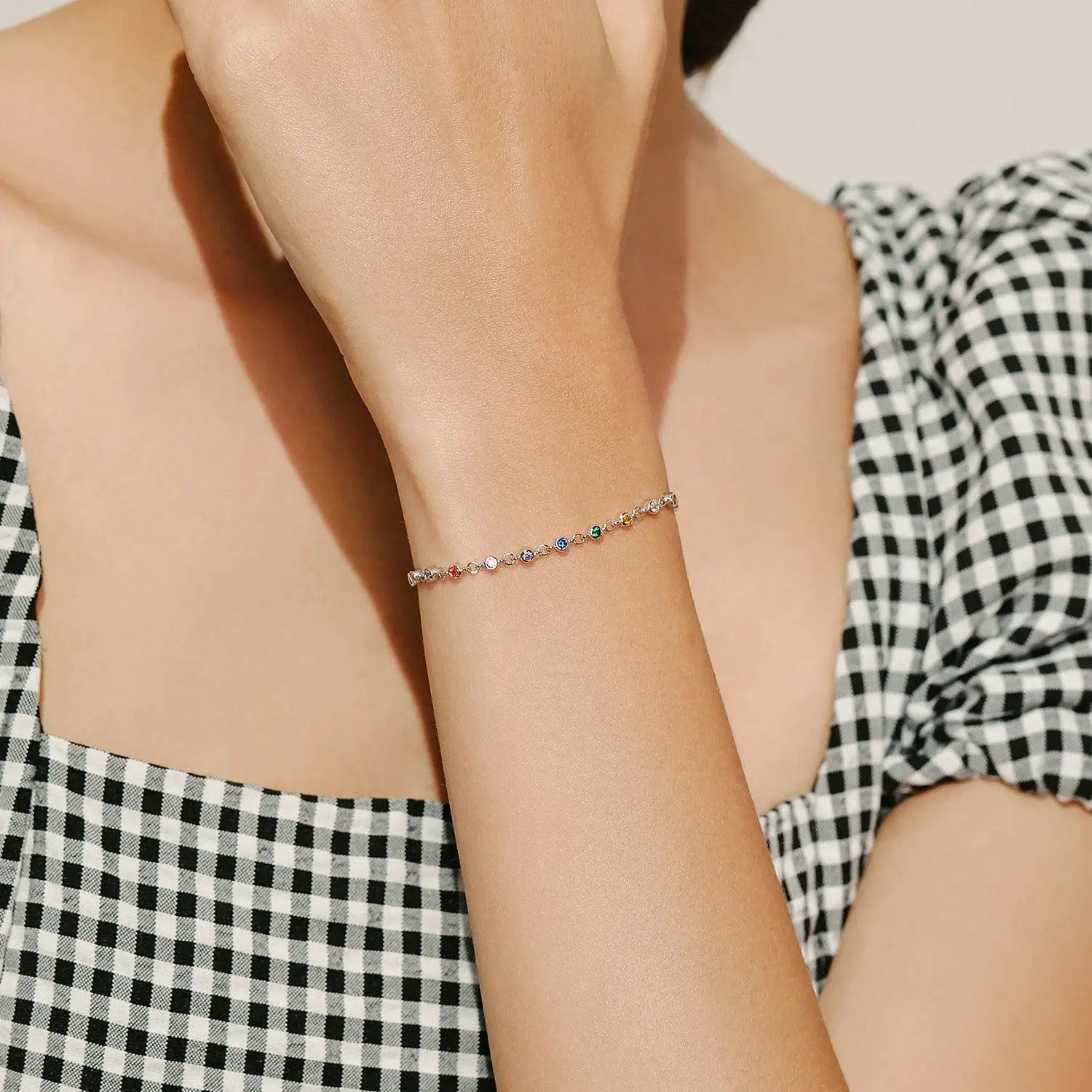 MODIAN Bohemia Style Charm Chain Bracelet For Women Real 925 Sterling Silver Rainbow Color CZ Female Fashion Jewelry Accessory by All Mart Bristol Ltd