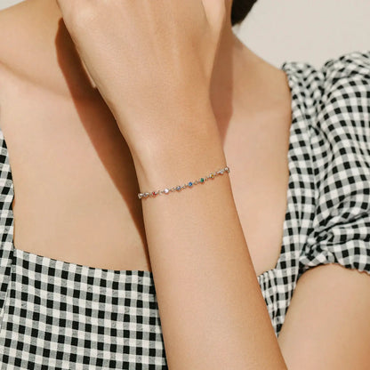 MODIAN Bohemia Style Charm Chain Bracelet For Women Real 925 Sterling Silver Rainbow Color CZ Female Fashion Jewelry Accessory by All Mart Bristol Ltd