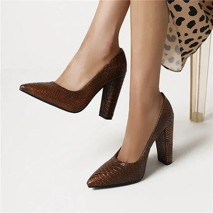Fashion High Heels Shoes Women Large Size Sexy Animal Print Block Heels Pumps Women Party Office Shoes Dress Pumps Female by All Mart Bristol Ltd