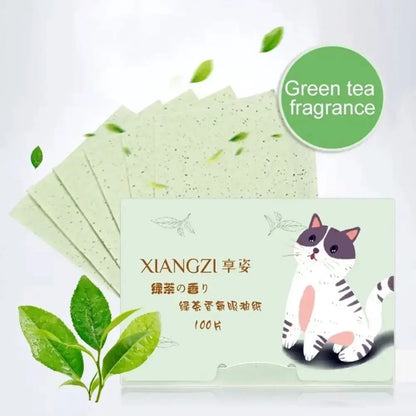 100PCS Fragrance Facial Oil Absorbing Paper Natural Green Tea Bamboo Charcoal Oil Blotting Paper Portable Facial Absorbent Paper by All Mart Bristol Ltd