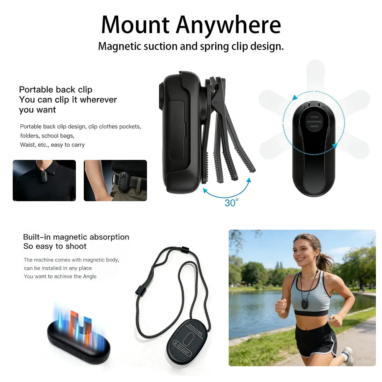 4K HD Mini Vlog Camera with WiFi Wireless Portable Action Body Cam for Sports Travel Photography Pocket Sized Video Recorder by All Mart Bristol Ltd