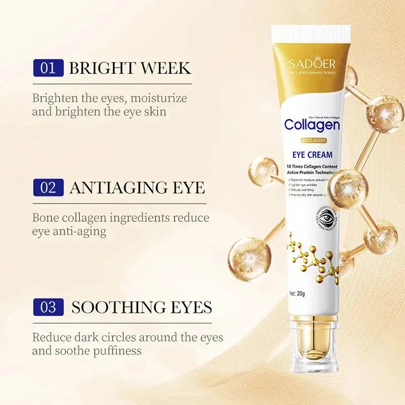 SADOER Collagen Eye Cream Retinol Eye Cream Anti Dark Circles Eye Bag Firming Skin Moisturizing Skincare Skin Care for Eyes Care by All Mart Bristol Ltd