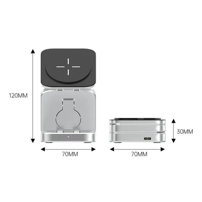 Travel 3 in 1 Magnetic Wireless Charger Foldable Stand Dock for IPhone 15, 14, AirPods,iwatch for Apple / for Samsung Galaxy S23 by All Mart Bristol Ltd