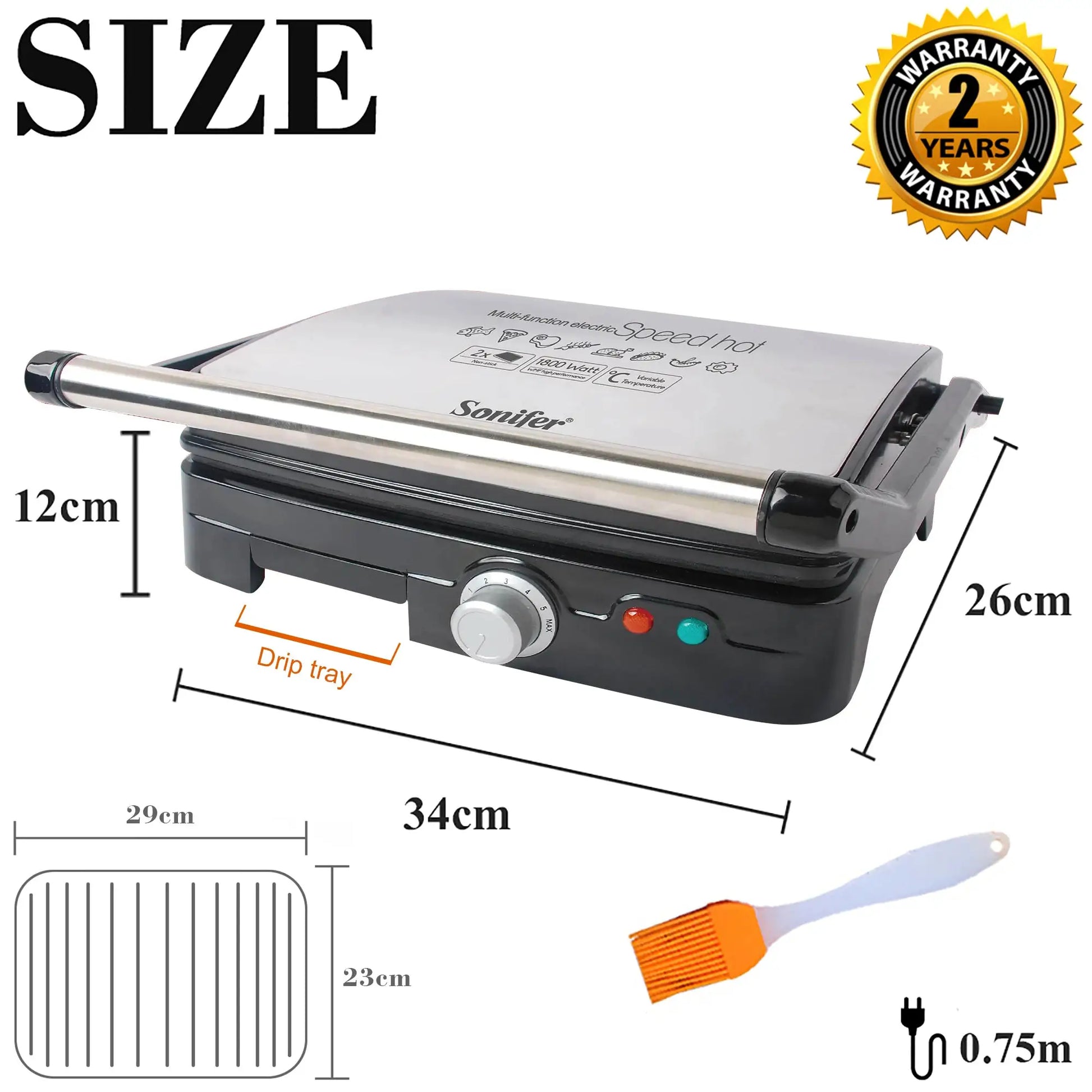 Sonifer Electric Contact Grill Panini Press and Barbecue Griddle by All Mart Bristol Ltd