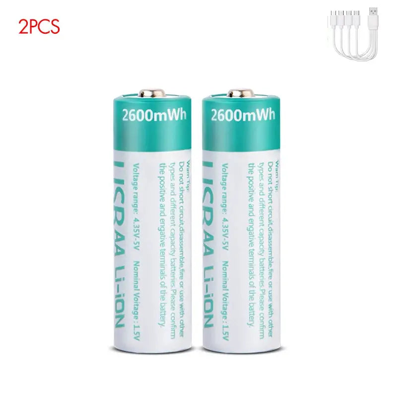 kuugro USB 1.5V 2600mWh AA Rechargeable Battery Type-C Rechargeable aa Lithium Battery for Remote Control Electric Toys Mouse by All Mart Bristol Ltd