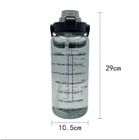 2L Water Bottle Portable Straw Plastic Water Cup for Outdoor Sports Fitness Adult High Value Big Fat Cup with Time Marker by All Mart Bristol Ltd