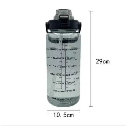 2L Water Bottle Portable Straw Plastic Water Cup for Outdoor Sports Fitness Adult High Value Big Fat Cup with Time Marker by All Mart Bristol Ltd