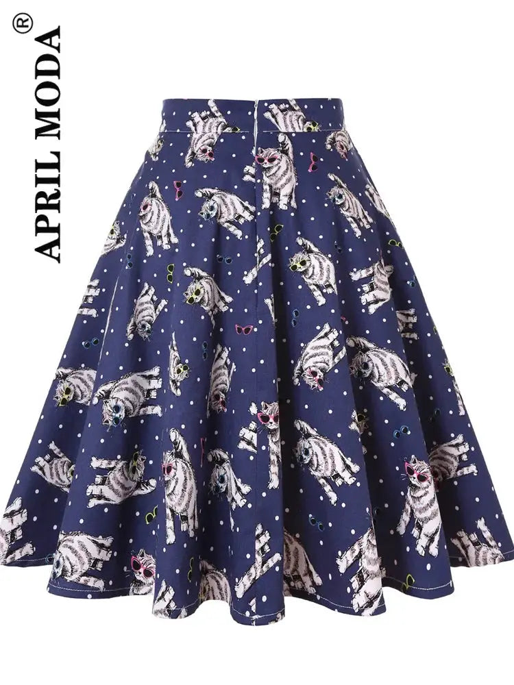2025 Summer Midi Skirt Runway Vintage Rockabilly Sundress Red Womens Sexy Pinup 50S Cotton Polka Dot Pattern Skater Streetwear by All Mart Bristol Ltd