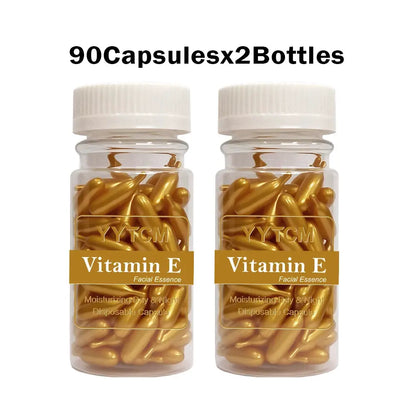 Vitamin E Serum Capsules, Single-Use Essence Capsules, Hydrating and Moisturizing Facial Skin 90 Capsules/Bottle - 1 Bottle by All Mart Bristol Ltd