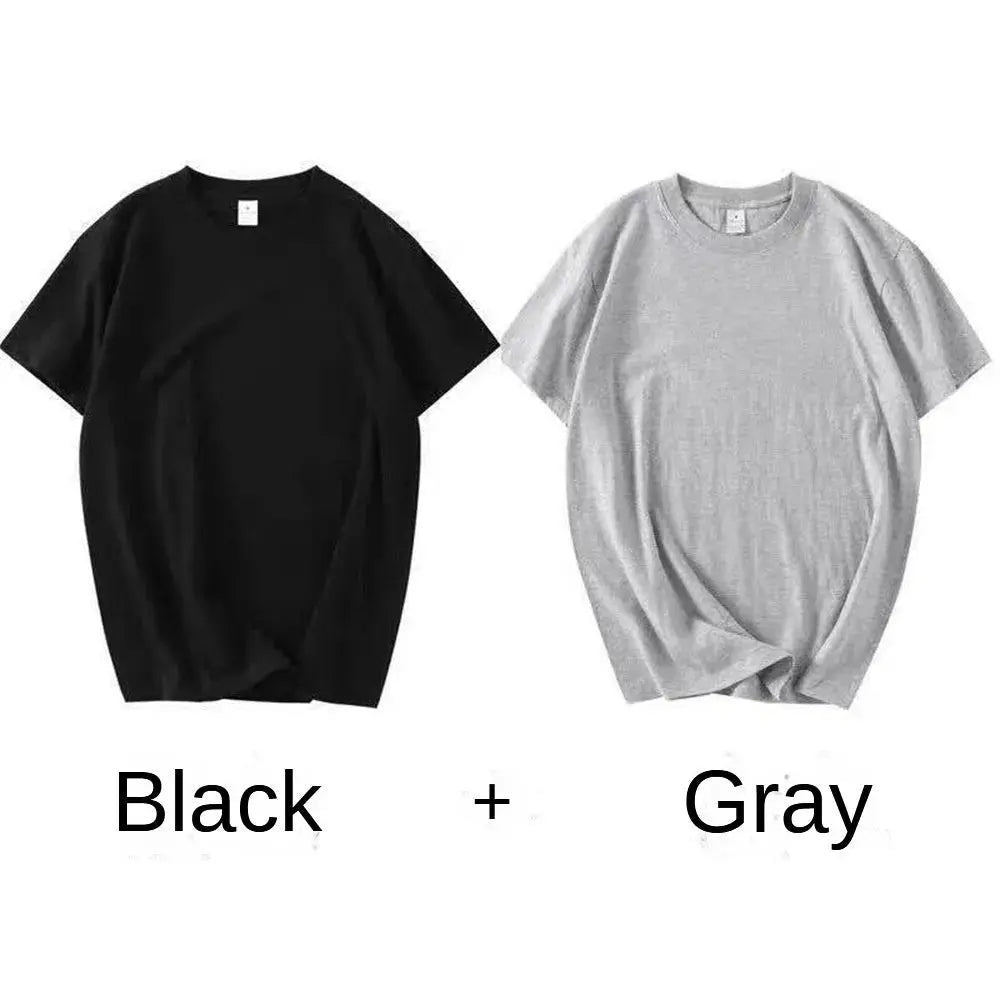 2PCS 100% Cotton Solid T Shirts Men's and Women's Short Sleeve White Tees Casual Breathable Loose Round Neck T-shirt Couple Tops by All Mart Bristol Ltd