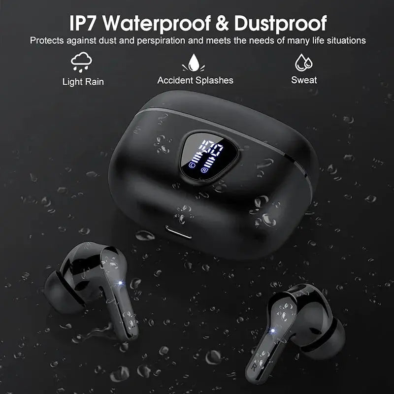 New Wireless Earbuds HiFi Stereo Headphones BT5.3 with ENC Noise Cancelling 48H LED Display Ear Buds IP7 Waterproof Earphones by All Mart Bristol Ltd