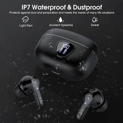 New Wireless Earbuds HiFi Stereo Headphones BT5.3 with ENC Noise Cancelling 48H LED Display Ear Buds IP7 Waterproof Earphones by All Mart Bristol Ltd