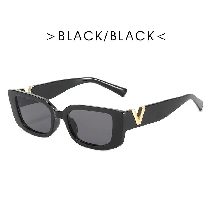 Retro Cat Eye Frame Sunglasses Women Luxury V Sun Glasses Men Fashion Rectangle Jelly Glasses with Metal Hinges UV400 by All Mart Bristol Ltd