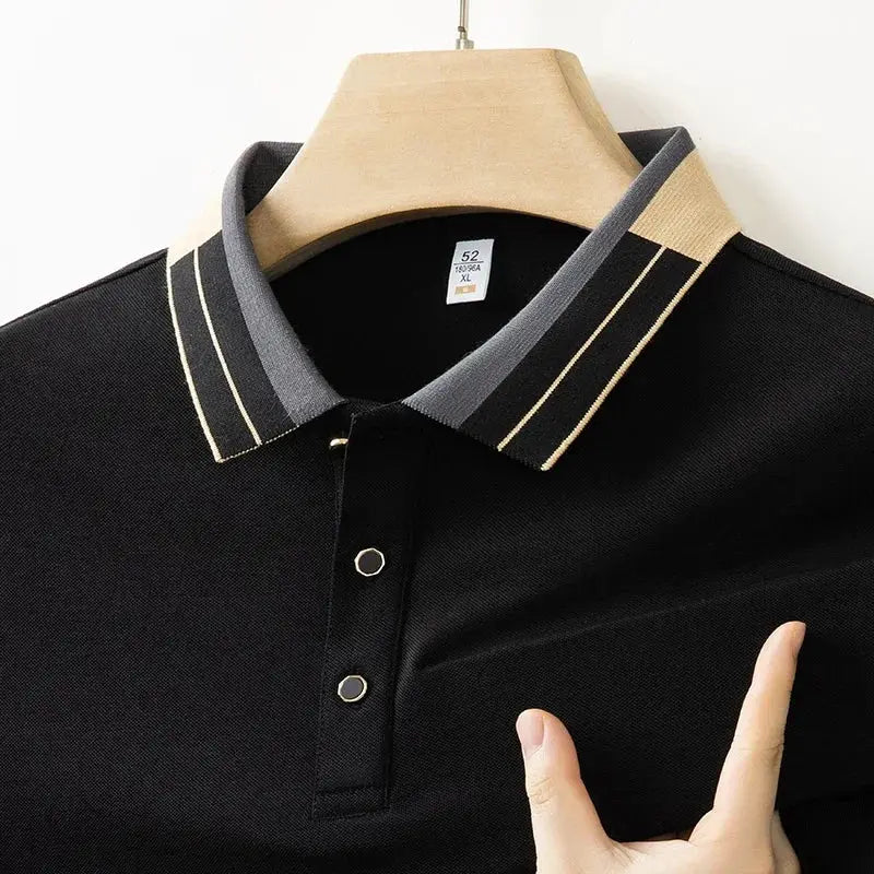 2025 New Men's Collar Polo Shirt Short Sleeved Sweat Absorbing Polo Tops ,Luxury Jacquard Breathable Contrast color T-shirt by All Mart Bristol Ltd