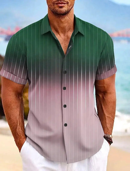 Men's Shirt Gradient Graphic Turndown colorful Outdoor Street Short Sleeves Print Clothing Apparel Fashion Designer Casual by All Mart Bristol Ltd