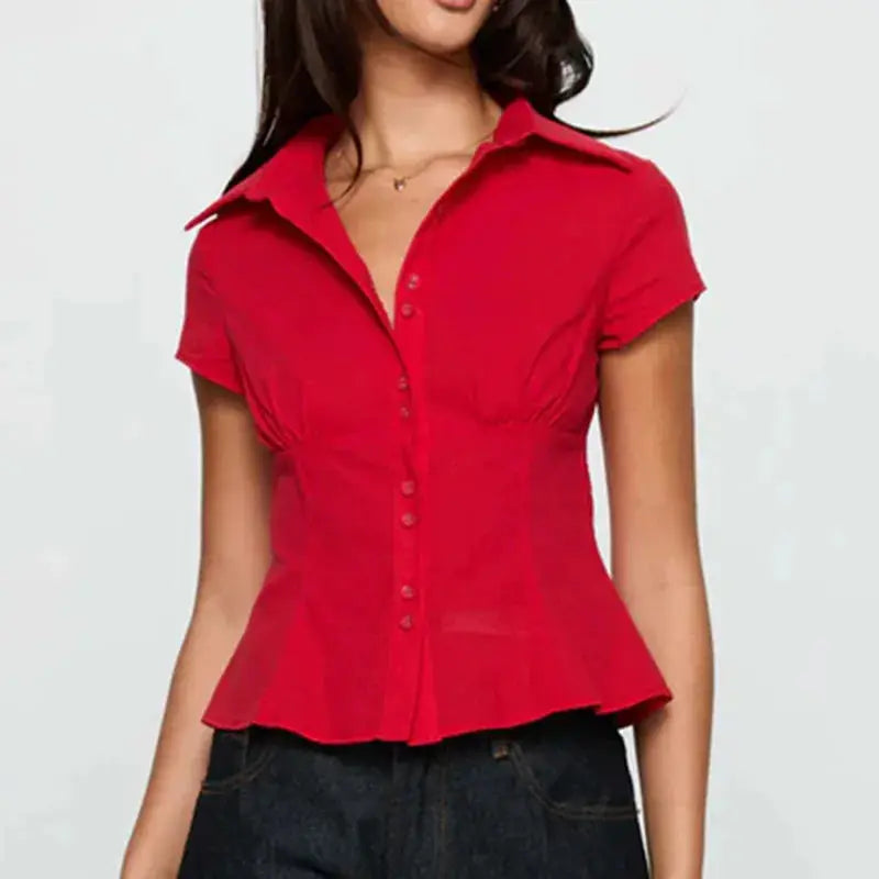 hirigin Women's Y2K Short Sleeve Plaid Button Down Shirt Button Down Blouses Tops Casual Summer Shirt Tops 90s Streetwear by All Mart Bristol Ltd
