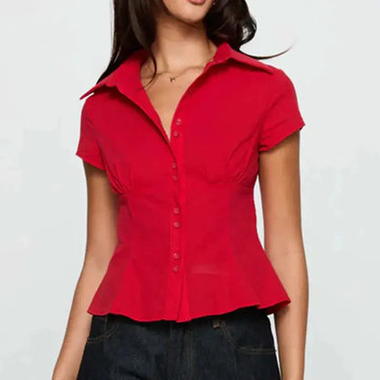 hirigin Women's Y2K Short Sleeve Plaid Button Down Shirt Button Down Blouses Tops Casual Summer Shirt Tops 90s Streetwear by All Mart Bristol Ltd