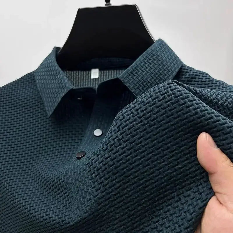 Brand Clothes Summer New Men's Short Sleeve T-shirt Ice Silk Cool and Breathable POLO Shirt Business Casual Sweat-absorbing Top by All Mart Bristol Ltd