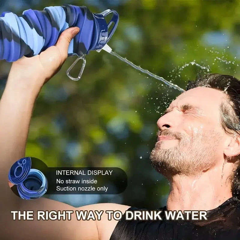 Silicone Foldable Water Bottle for Sports Leakproof BPA Free Water Bottle with Carabiner Collapsible Cycling Water Bottle by All Mart Bristol Ltd
