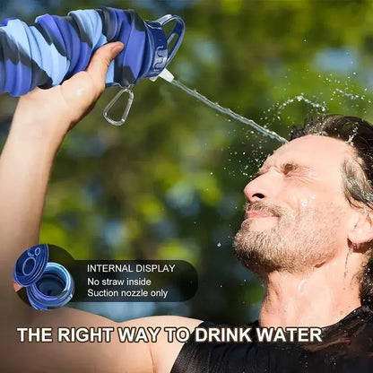 Silicone Foldable Water Bottle for Sports Leakproof BPA Free Water Bottle with Carabiner Collapsible Cycling Water Bottle by All Mart Bristol Ltd