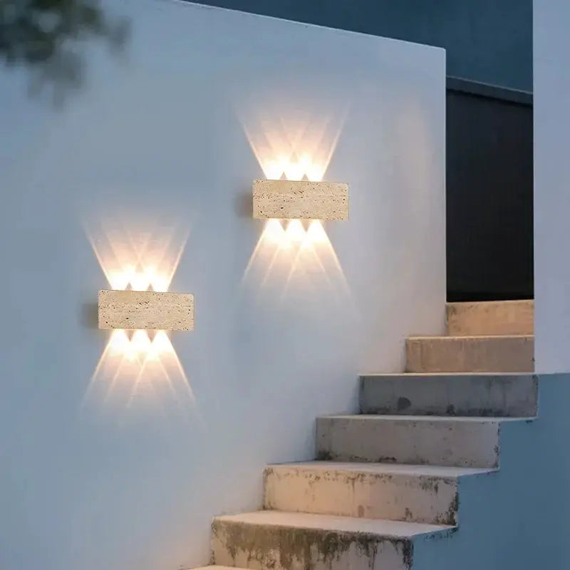 Wabi-sabi LED Wall Lamp Garden Light Stone IP65 Outdoor Waterproof Bedside Retro Sconces Lighting Fixture Home Decoration Indoor by All Mart Bristol Ltd