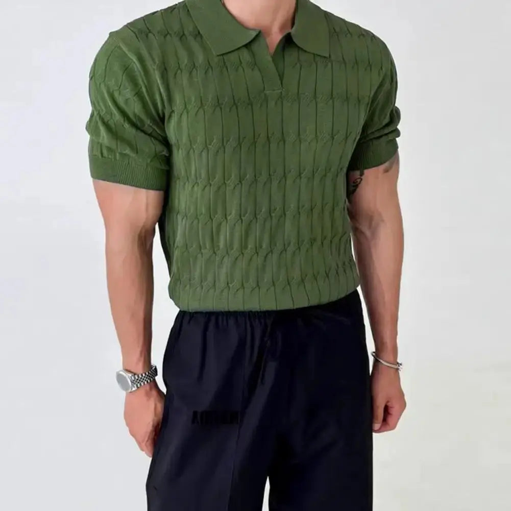 Men T Shirt Solid Color Striped O-neck Short Sleeve Streetwear Casual Men Clothing Summer 2023 Fitness Fashion Tee Tops by All Mart Bristol Ltd