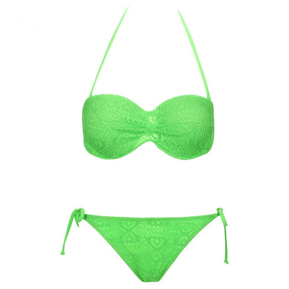 Bikini Solid Strappy Bandage Bikinis Set White Push Up Bikini Swimwear Bandeau Brazilian Swimsuit Bathing Suit Maillot De Bain by All Mart Bristol Ltd