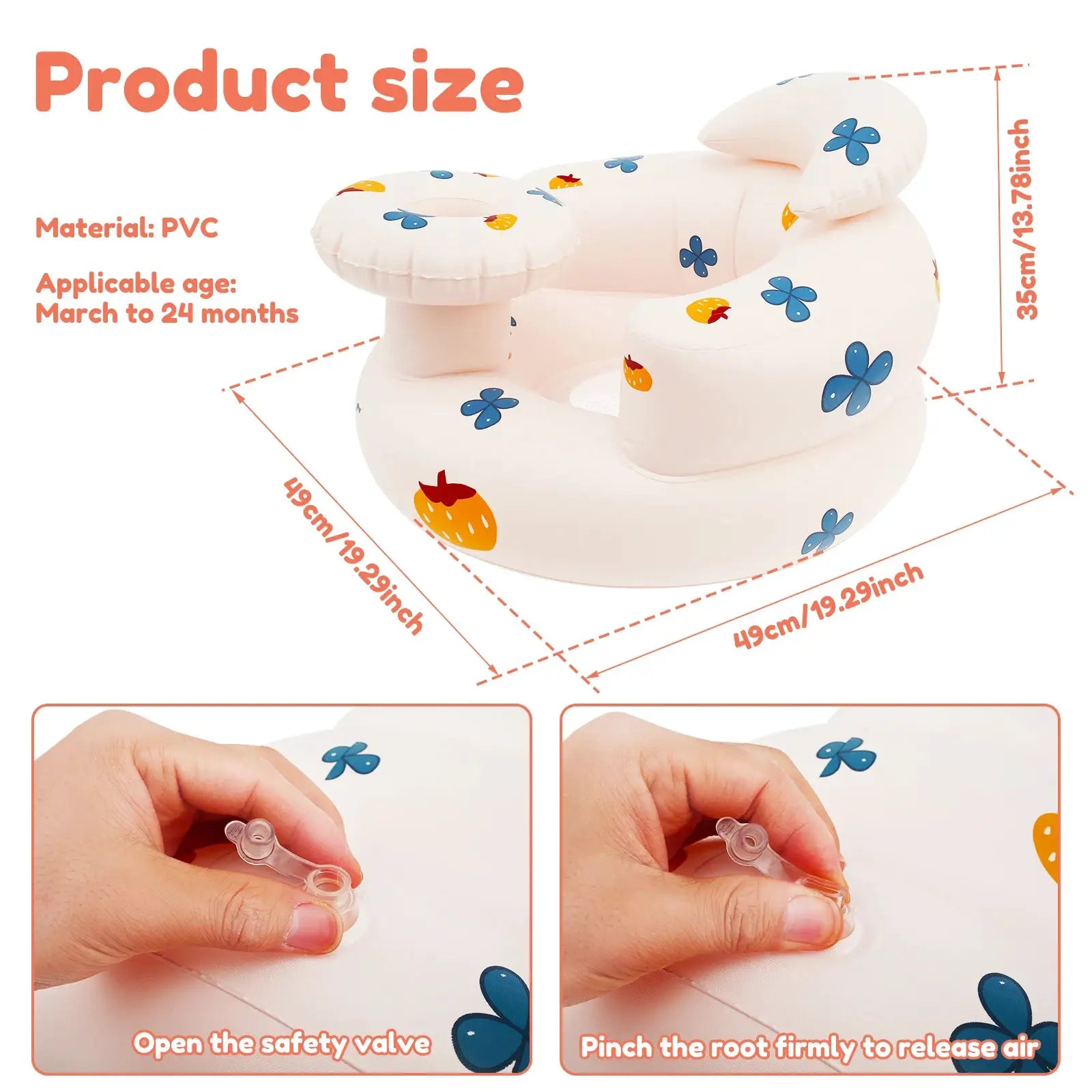 Inflatable Baby Chair Portable Baby Sofa Breathable Inflatable Baby Chair PVC Multifunctional Seat Practice Sitting Bath Stool by All Mart Bristol Ltd