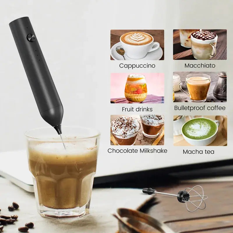 2in1 Milk Frother USB Rechargeable Electric Egg Beater Whisk Coffee Mixer Double Heads Milk Frothers Baking Stirrer Food Blender by All Mart Bristol Ltd