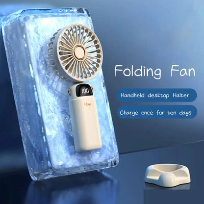 Hot Sell Handheld Mini Fan Foldable Portable Neck Hanging Fans 5 Speed USB Rechargeable Fan with Phone Stand and Display Screen by All Mart Bristol Ltd