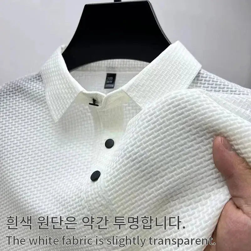 Brand Clothes Summer New Men's Short Sleeve T-shirt Ice Silk Cool and Breathable POLO Shirt Business Casual Sweat-absorbing Top by All Mart Bristol Ltd