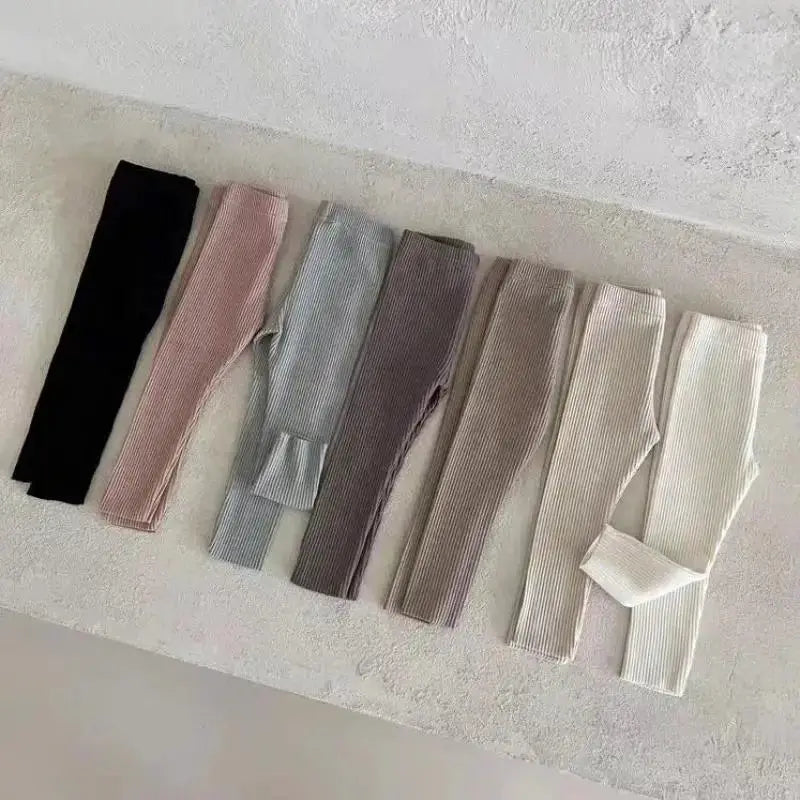 New Baby Cotton Ribbed Leggings Solid Cotton Infant Stretch Pants Soft Comfortable Toddler Pants Kids Boys Girls Trousers by All Mart Bristol Ltd