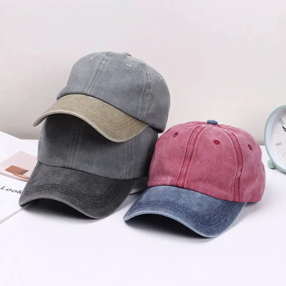 Fashion WASHED DENIM Baseball Cap Men Women Distressed Faded Caps Sunscreen Hats Adjustable Baseball Hats Outdoor Sports Hats by All Mart Bristol Ltd