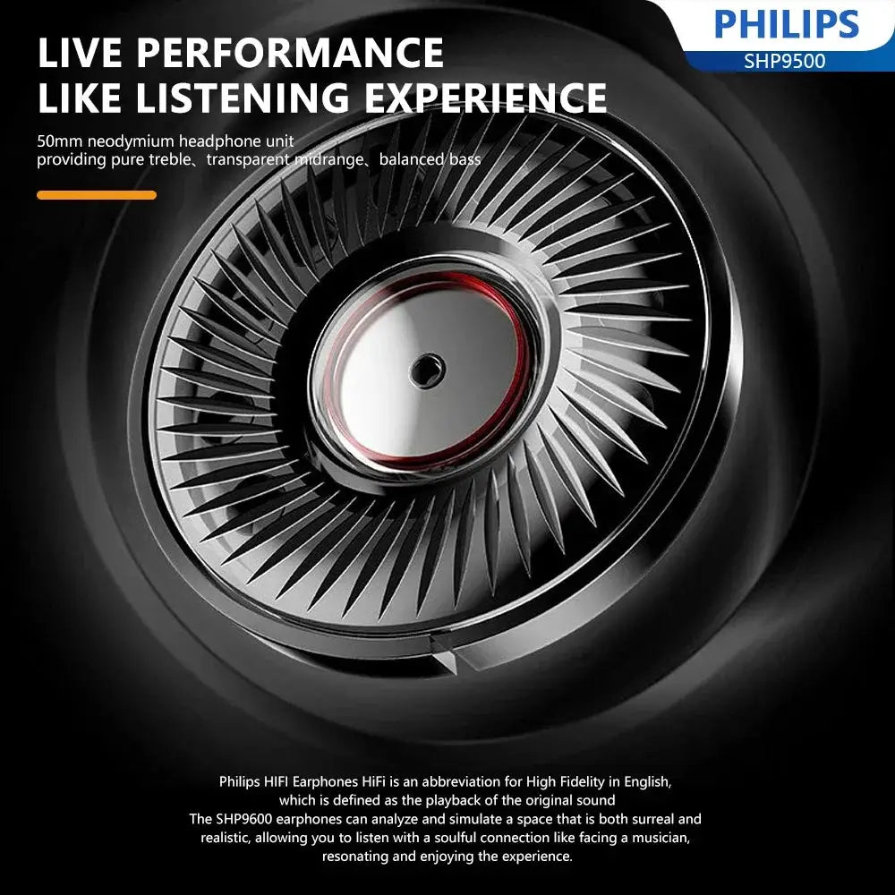 Philips SHP9500 Head-mounted Wired Headphones HiFi Stereo Earphone Monitor Class Music Earbuds E-sports Game Universal Headset by All Mart Bristol Ltd