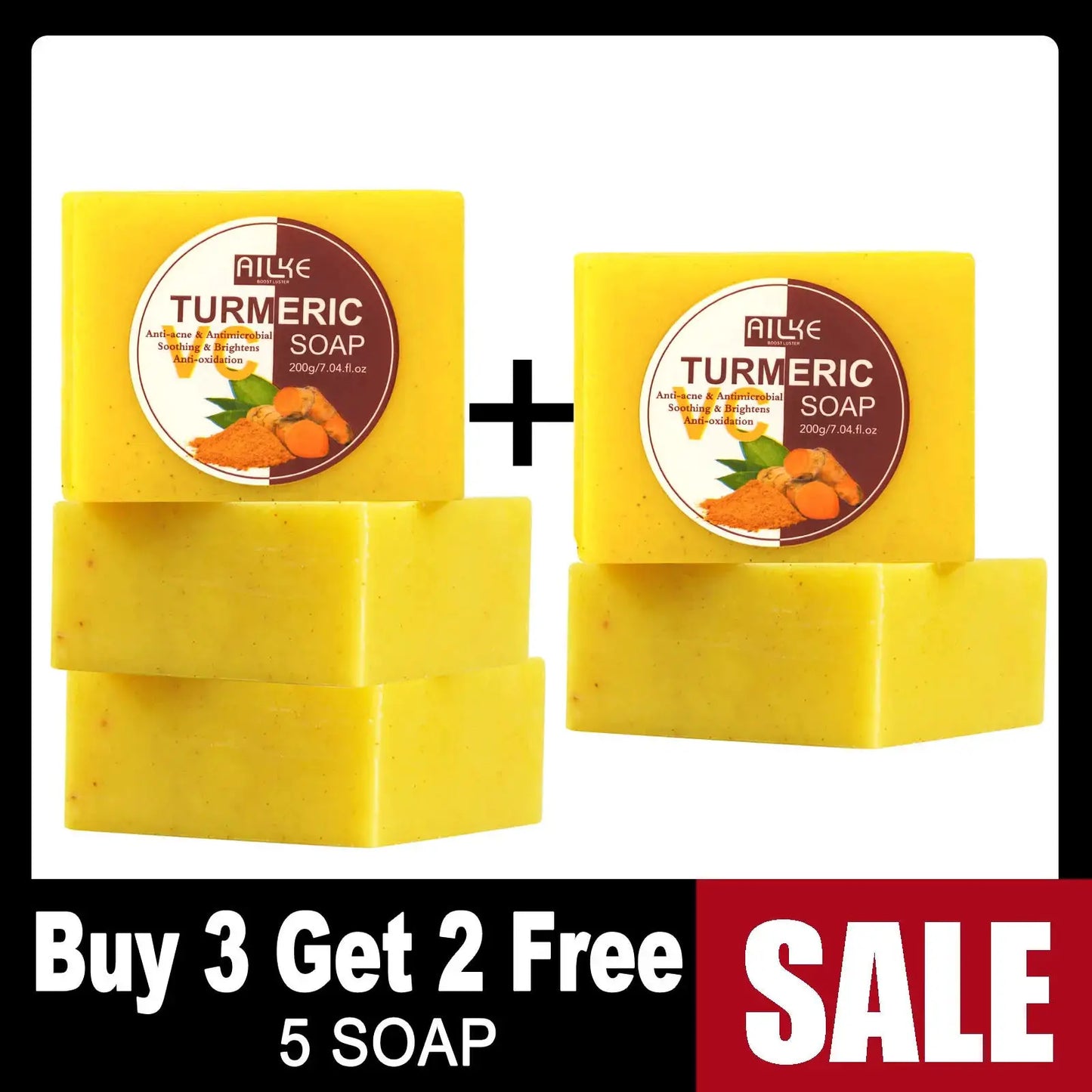 AILKE Organic Turmeric Lightening Skin Care Set, Reduce Acne, Improve Dullness, Hydration, Exfoliate, Clean and Smooths Skin by All Mart Bristol Ltd